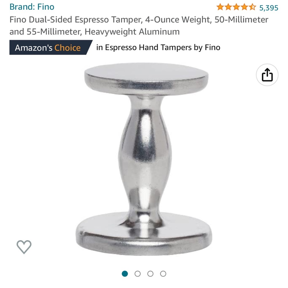 Fino Dual-Sided Espresso Tamper, 4-Ounce Weight, 50-Millimeter and 55-Millimeter